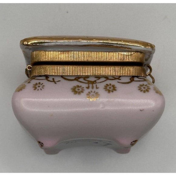 Arnart Imports Porcelain Trinket Courting Couple Pink Box 1950's - Picture 8 of 11